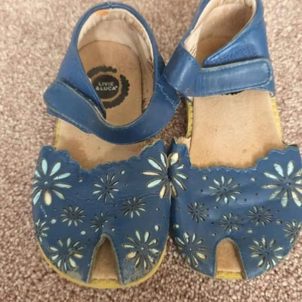 Livie & Luca Pio Pio Blue Leather Sandals Size 11